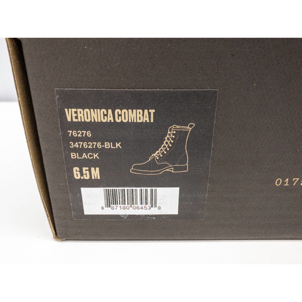 Frye Black Veronica Leather Lace Up Heeled Combat Boots 6.5 - Picture 10 of 12